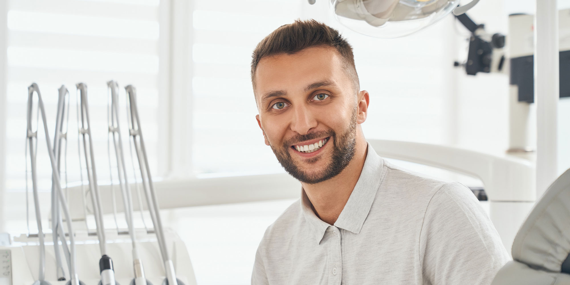 dental patient smiling and ready for dental treatment